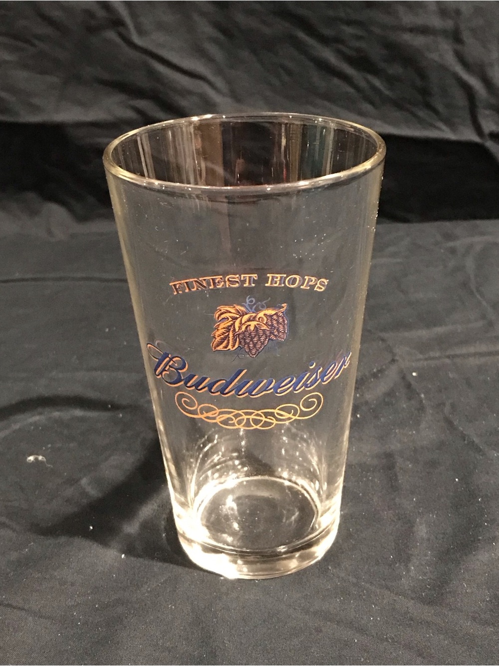 Pack of 6 Budweiser Finest Hops Clear Pint Glass - Blue & Gold Logo